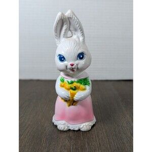 VTG 60s Female Mrs. Easter Bunny Rabbit Plastic Figurine Anthropomorphic Decor